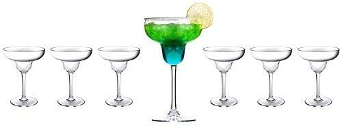 Tiger Chef Unbreakable Stemmed Margarita Glasses - Shatter-Proof Tumblers - Reusable Dishwasher Safe Party Cups Drinkware (6 Pack, Margarita 9 Oz)
