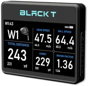 BLACK T SHOT5 Golf Launch Monitor Portable Doppler Radar Swing Speed Trainer with Ball Speed, Club Head Speed, Smash Factor & Distance Tracking