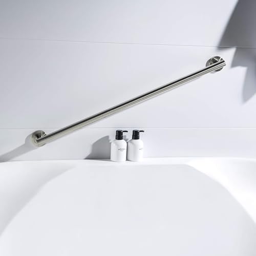 36 Inch Stainless Steel Bathroom Safety Grab Bar | Straight Shaped Grab Bar for Bathtubs and Showers, Shower Safety Grab Bars for Seniors, Wall Mounted Anti-Slip Support (Brushed Nickel, KGB1136)