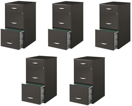 Pemberly Row 3 Drawers 27.32" Vertical Charcoal Metal Filing Cabinet Lockable Pre-Assembled Stationary Letter Size for Home, Office