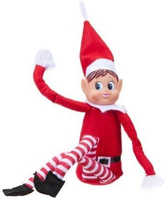 Glow Set of 2 Naughty Little Xmas Elves - Playful Elf Figure with Soft Body, Vinyl Face, Hook and Loop Grip Elves Behavin’ Badly Christmas Family Elfie Elvie Toy Boy Girl