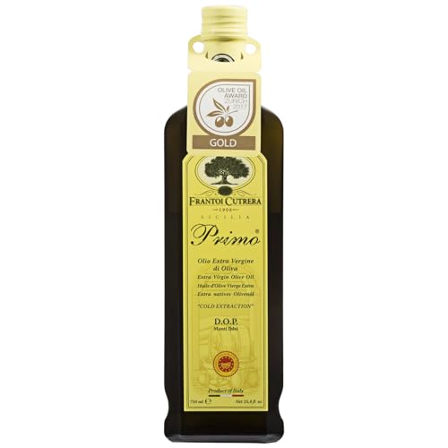 Frantoi Cutrera Primo Cold Extracted Italian Extra Virgin Olive Oil Cold Pressed, Polyphenol Rich Olive Oil, Authentic Certified DOP Sicilian EVOO Imported From Italy, 25.4 fl oz (Pack of 1)