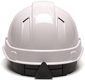 Pyramex Ridgeline Cap Style Hard Hat, Vented, 4-Point Ratchet Suspension, White | Lightweight HDPE shell, Ratchet suspension, Rain trough