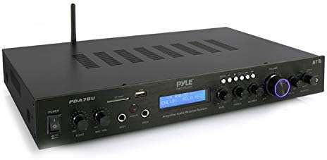 Pyle Bluetooth Home Theater Amplifier - 200 Watts into 5 Channels with Subwoofer Out, Easy Karaoke - Dual Mic, Wireless Streaming