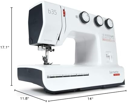 Bernette B35 Sewing Machine Swiss Design with 23 Stitches, 7 Presser Feet, Automatic Buttonhole, Quilting, Heavy-Duty Build, LED Light, Portable