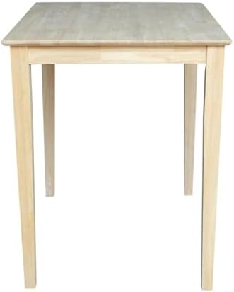 International Concepts Table Top Solid with Wood Bar Height Shaker Legs, 30 by 48-Inch, Unfinished