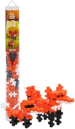 PLUS PLUS Fox Tube - 3D Animal Figure Building Block Set | Fun Stem Toys, Gifts for Boys & Girls, Mini Waffle Blocks, Kid Airplane Activities