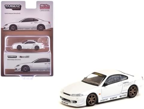1:64 Scale Diecast Model Car Compatible with Nissan Silvia (S15) Vertex White Metallic Lamley Special Edition Global64 Series Limited Edition by