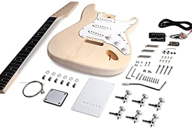 DIY Electric Guitar Kit Beginner Kit Right Handed Basswood Body | Hard Maple Neck, Engineered Wood Fretboard, 6 String, Build Your Own Guitar