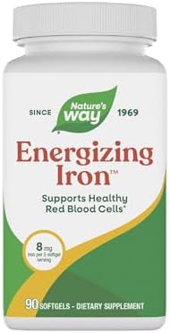 Nature's Way Energizing Iron, Supports Healthy Red Blood Cells*, 8 mg Iron & 200 mcg Vitamin B12 per 2-Softgel Serving, No Gluten