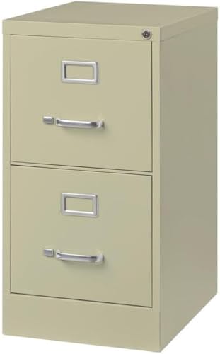 Scranton & Co 22" 4-Drawer Metal Letter Width Vertical Filing Cabinet in Beige, Lockable, Sturdy Steel Construction, Office or Home Use, Durable Letter Size File Storage