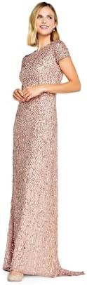 Adrianna Papell Womens Short-Sleeve All Over Sequin Gown