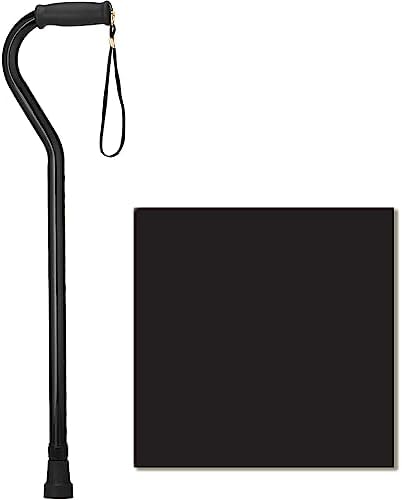 NOVA Heavy Duty Walking Cane with Offset Handle, 500 lb. Weight Capacity, Bariatric & Lightweight Adjustable Walking Stick with Carrying Strap, Black