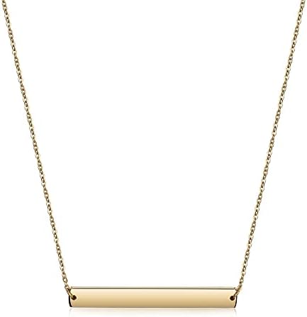 Multi Gold Bar Necklace for Women Vertical/Horizontal Bar Pendant Necklaces with Adjustable Chain Necklace Adult Jewelry