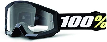 100% Strata Mini Motocross & Mountain Biking Goggles (BLACK - Clear Lens) MX and Mountain Bike Racing Protective Eyewear