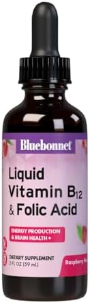 BlueBonnet Nutrition Liquid Vitamin B12 & Folic Acid, 2 fl oz | for Energy Boost; Vegan, Gluten-Free, Soy-Free, Dairy-Free