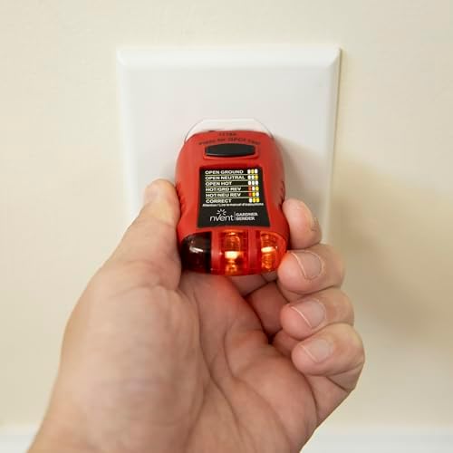 Gardner Bender GFI-3501 Ground Fault Receptacle Tester & Circuit Analyzer, 110-125V AC, for GFCI / Standard / Extension Cords & More, 7 Visual LED Tests , Red | 110-125V AC Receptacle Tester w/ 3 LED Lights Indicating 7 Wiring Conditions, Tests GFCI & Ou…
