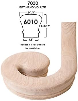 Red Oak 6010-8E 2-1/4 inch Width x 2-3/8 inch Tall Traditional Style Straight Wood Handrail for Stair Remodeling 8 feet Long