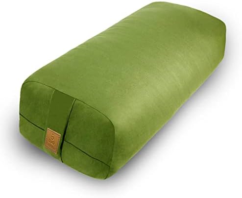 Yoga Bolster Pillow 26x10.5x5.5in Rectangular Meditation Cushion for Massage and Back Support, Breathable Cotton Fill, Zippered Organic Cotton Cover