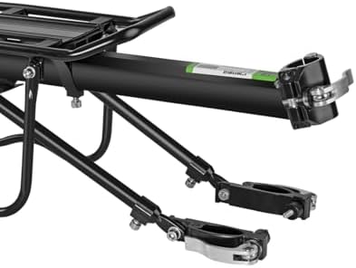 ROCKBROS Rear Bike Rack Quick Release Bike Cargo Rack for Luggage Commuting | Easy to install,heavy duty steel,red reflector,side protection,quick release system,rear back pannier rack with intructions