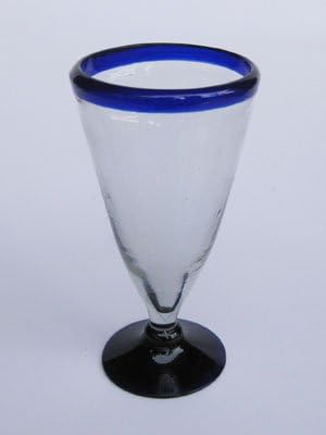 Cobalt Blue Rim 16 oz Pint Glasses (set of 6), Recycled Glass, Lead-free, Toxin-Free (16oz Pint)