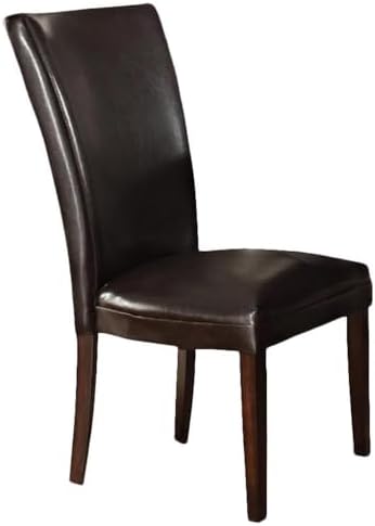 Steve Silver Company Hartford Parsons Chair, Vegan Leather, Contemporary Style, Dining Room, Kitchen, Asian Hardwood Solids, Ergonomic Shape Backing, 20" D x 28" W x 41" H, Brown