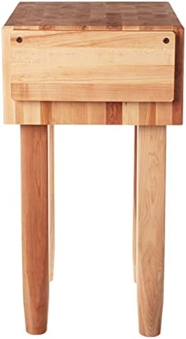 John Boos PCA1 Maple Wood End Grain Solid Butcher Block with Side Knife Slot, 18 Inches x 18 Inches x 10 Inch Top, 34 Inches Tall, Natural Maple Legs