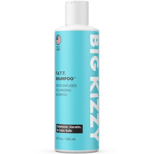 Big Kizzy F.A.T.T. Thickening Biotin Shampoo - Formulated for Extensions + Thin Hair - Sulfate & Paraben Free - Keratin & Color Safe Volumizing
