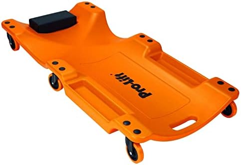 Pro Lift Mechanic Plastic Creeper 40 Inch - Blow Molded Ergonomic HDPE Body with Padded Headrest & Dual Tool Trays - 350 Lbs Capacity Red