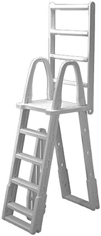 Ocean Blue A-Frame Swing Up & Lock Ladder with Anti-entrapment Barrier | Designed for Above Ground Swimming Pool | Holds Up to 300 Pounds