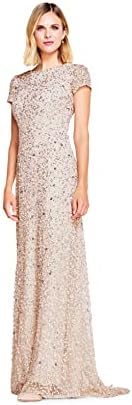 Adrianna Papell Womens Short-Sleeve All Over Sequin Gown