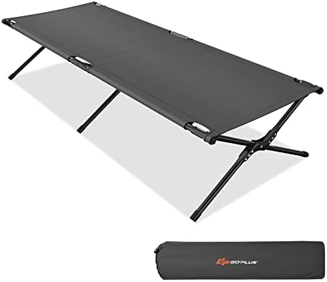 Goplus Folding Camping Cot with Carrying Bag, Portable Lightweight Outdoor Sleeping Bed for Adults Kids, 300LBS Weight Capacity