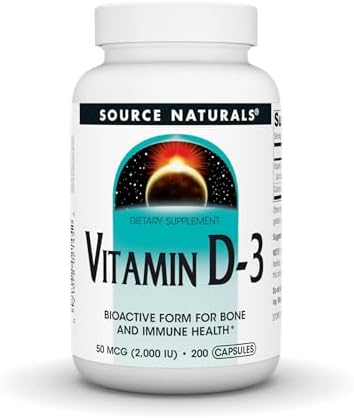 Source Naturals, Vitamin D-3, 50 mcg (2000 IU) - 200 Capsules | Bioactive Form for Bone & Immune Health