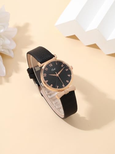 Top Plaza Ladies Classic Leather Analog Quartz Watch | Women Easy Read Arabic Numerals Watches Casual Dress Wrist Watch,Rose Gold Case