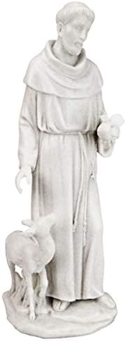 Design Toscano Francis of Assisi Blessing Religious Garden Decor Statue with Bird Bath Feeder, 19 inches Tall, Cast Stone Resin, Gray Stone Finish