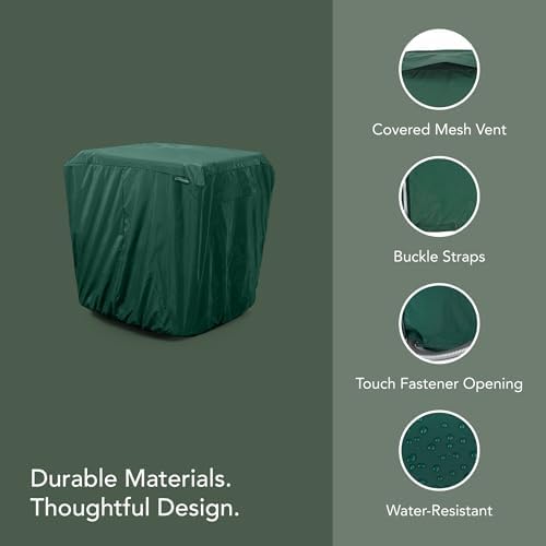 Covermates Classic Heavy-Duty Air Conditioner Cover - Durable All-Weather Protection for Outdoor Central AC Units - Water-Resistant 12-Gauge Vinyl Shell, 26W x 26D x 32H, Green