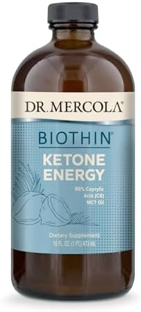 Dr. Mercola Biothin Ketone Energy MCT Oil - Supports Energy & Ketone Production - C8 & C10 Medium-Chain Triglycerides - Non-GMO
