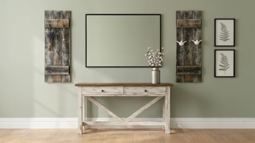 Rustic Revival | Rustic Shutters Made from 100% Reclaimed Weathered Wood – Set of 2 – Farmhouse Barnwood Style Wall Decor – Real Wood Handmade