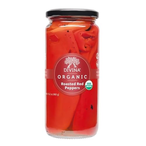 DIVINA Organic Roasted Sweet Red Peppers, 16.2 ounce