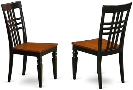 East West Furniture LGC-BCH-W Logan Dining Room Chairs - Stylish Back Solid Wood Seat Chairs, Set of 2, Black & Cherry