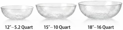 Lillian Collection Stunning Clear Plastic Round Hammered Bowl - 12" (1 Pc.) - Unique Textured Design - Perfect for Parties & Displays