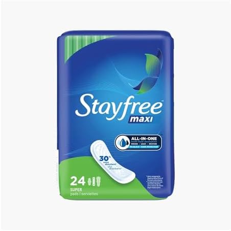 Stayfree Super Maxi Pads, 24 Count (Pack of 2)