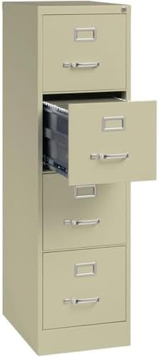 Scranton & Co 22" 4-Drawer Metal Letter Width Vertical Filing Cabinet in Beige, Lockable, Sturdy Steel Construction, Office or Home Use, Durable Letter Size File Storage