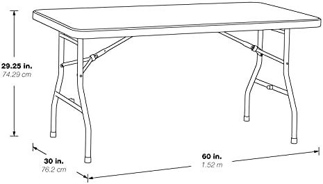 Office Star Resin Multipurpose Rectangle Folding Table for Indoor or Outdoor Use, 5 Feet Light Gray