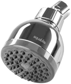 Aquabliss TurboSpa High-Pressure Shower Head - Chrome | 3-inch high-pressure shower head with 42-nozzle wide spray and flow restrictor. Twist-on