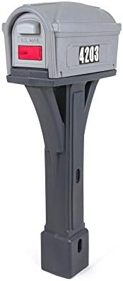 Simplay3 Rustic Home Plastic Residential Cabin Mailbox & Post Mount Combo Kit with 2 Access Doors - Sandstone, Made in USA