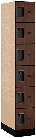 Salsbury Industries 6-Tier Box Style Designer Wood Locker with One Wide Storage Unit, 6-Feet High by 21-Inch Deep, Mahogany
