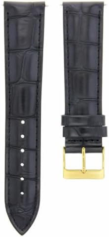 Ewatchparts 22mm Leather Watch Band Watch Strap Compatible With Invicta Pro Diver Watch Black With Gold Buckle
