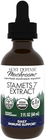 Host Defense Stamets 7 Extract - 7 Species Blend - Mushroom Supplement for Immune Support with Royal Sun Blazei, Cordyceps, Reishi, Maitake, Lion's Mane, Chaga & Mesima - 2 fl oz (60 Servings)*