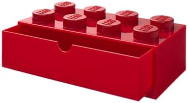 LEGO Stackable Desk Drawer RED with 8 Knobs - Plastic Storage Box for LEGO, Toys, Desk Drawers, Office Supplies, and Stackable Storage, Home Decoration